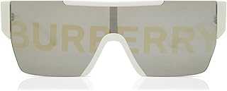 BE 4291 3007/H White Plastic Rectangle Sunglasses Silver Burberry Logo Lens