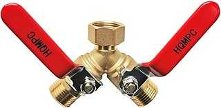 HQMPC Garden Hose Y Valve Hose Splitter Brass Hose Splitter With Stainless Steel Long Handle Brass Y Valve Water Garden Hose Adapter 2 Way Y Valve 3/4" GHT Thread