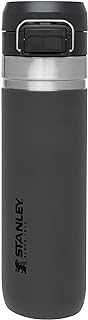 Quick Flip GO Water Bottle 24 oz | Push Button Lid | Leakproof and Packable for Travel and Sports | Insulated Stainless Steel | BPA-Free | Charcoal