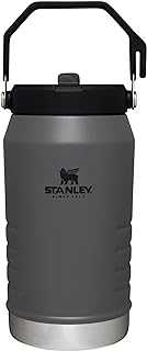 IceFlow Flip Straw Jug with Handle 64 oz| Twist On Lid and Flip Up Straw | Leak Resistant for Travel and Sports | Insulated Stainless Steel |BPA-Free |Charcoal