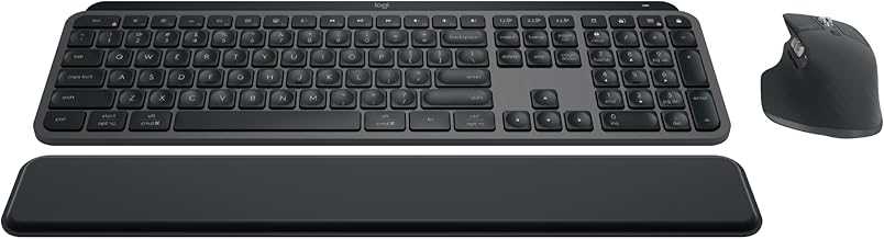 MX Keys S Combo - Performance Wireless Keyboard and Mouse with Palm Rest, Customizable Illumination, Fast Scrolling, Bluetooth, USB C, for Windows, Linux, Chrome, Mac