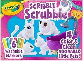 Scribble Scrubbies Tub Set (4 Pets), Washable Pet Care Toy, Coloring Animal Craft, Toys for Girls & Boys, Gifts for Kids, Ages 3+