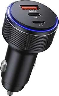 AKNSN 90W USB-C & USB-A Car Charger, 3-Port Fast Charging, PD3.0 & QC3.0, Compatible with iPhone 16/15/14/13 Pro Max, iPad, MacBook, Samsung, Google Pixel, More