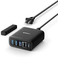 Desktop Charger, Fast Charging USB C Charger, 112W Max 6-Port Charging Station, for iPhone, iPad, MacBook, Samsung and More (Cable Not Included)
