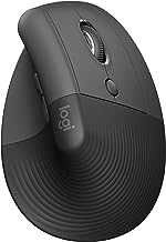 Lift Vertical Ergonomic Mouse, Wireless Bluetooth or USB Receiver, Quiet Clicks, 4 Buttons, Right Hand Wireless Mouse, Windows/macOS/iPadOS, Laptop, PC - Graphite