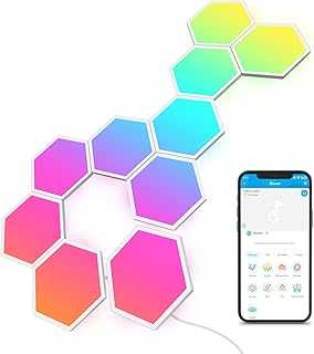 Glide Hexa Light Panels, RGBIC Hexagon LED Wall Lights, Wi-Fi Smart Home Creative Wall Lights with Music Sync, Works with Alexa Google Assistant for Indoor Gaming Decor, 10 Pack