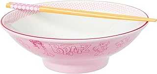 Silver Buffalo Bratz Featuring Cloe, Yasmin, Jade, and Sasha Ceramic Ramen Noodle Rice Bowl with Chopsticks, Microwave Safe, 30 Ounces