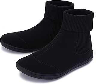Women's Wide Barefoot Ankle Boots | Minimalist Chelsea Styles | Zero Drop | Stacked Sock-like Cuffs