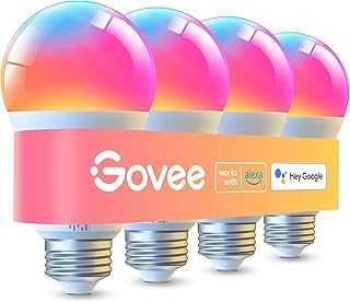 LED Smart Light Bulbs, 1000LM Color Changing Light Bulb, Wi-Fi & Bluetooth Light Bulbs, Work with Alexa and Google Assistant, Dimmable RGBWW A19 75W Equivalent Smart Bulbs, 4 Pack