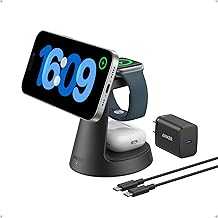 MagSafe Charger Compatible, MagGo 3-in-1 Charging Station, Qi2 Certified 15W Magnetic Wireless Charger Dock Stand, For iPhone16/15/14/13/12 Series, Apple Watch,AirPods,and More(Adapter Included)