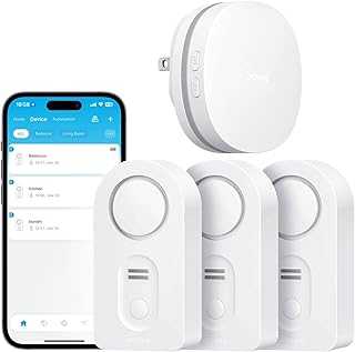 WiFi Water Sensor 3 Packs, Smart Water Leak Detector, 100dB Adjustable Alarm Suit for Home and Basement, Leak Alert with Email & APP Push (Only Support 2.4G Wi-Fi)