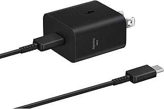 25W Wall Charger Power Adapter with Cable, Super Fast Charging, Compact Design, Energy Efficient, Compatible with Galaxy and USB Type C Devices, Black