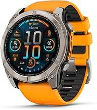 fēnix® 8 – 51 mm, AMOLED, Sapphire, Premium Multisport GPS Smartwatch, Long-Lasting Battery Life, Dive-Rated, Built-in LED Flashlight, Titanium with Spark Orange/Graphite Band