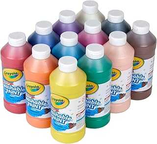 Washable Paint (12ct), Bulk Paint Set for Kids, Nontoxic Paint, Kids Craft Supplies, Teacher Classroom Must Have, 16 Oz