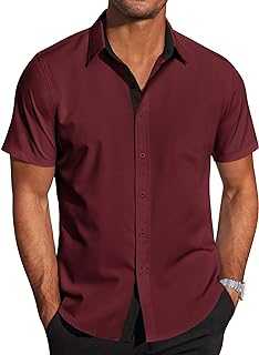 Men's Wrinkle Free Business Dress Shirts Short Sleeve Button Down Shirts