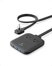 Nano Charging Station(67W Max), 6-in-1 USB-C Power Strip for iPhone 16/15 and MacBook, with Flat Plug and 5ft Thin Undetachable Extension Cord,2 AC,2 USB-A,2 USB-C, for Home&Office