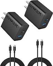 iPhone 16 Charger, 2-Pack 20W Fast USB C Charger Block, for iPhone 16/16 Pro Max/15 Series/iPad Pro and More (Black, 2 Pack & 2 Cable)