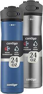 24oz Leakproof Stainless Steel Water Bottle with Straw & Handle Dual Insulated for Cold & Hot Drinks -(Pack of 2)