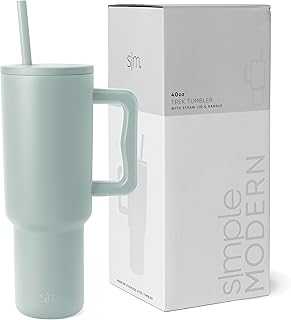 40 oz Trek Tumbler with Handle and Straw Lid | Cup Holder Friendly Insulated Stainless Steel Travel Mug | Sea Glass Sage
