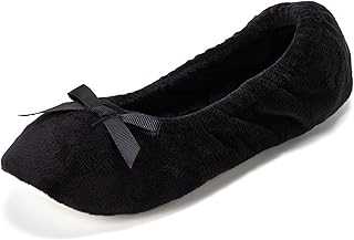 Women's Layla Ballerina Slipper with Memory Foam, Soft Tie Bow and Suede Sole