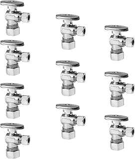 10-Pack EFIELD Angle Stop Valve 1/2" Nominal (5/8" OD) Compression x 3/8" OD, 1/4-Turn