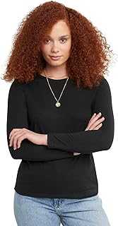 Women's Long Sleeve Cotton T-Shirt, Lightweight Crewneck Tee for Women, Modern Fit