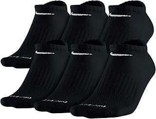 Unisex Dri-FIT No Show 6-Pair Pack Black/(White) LG (Men's Shoe 8-12, Women's Shoe 10-13).