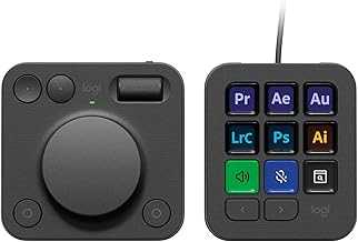 MX Creative Console, 9 Customizable LCD Keys, Stream Deck Accessories, Control Dial for Graphic Design, Adobe, Zoom, Spotify - Graphite, 3-Month Adobe Creative Cloud Membership
