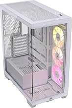 3500X ARGB Mid-Tower ATX PC Case – Panoramic Tempered Glass – Reverse Connection Motherboard Compatible – 3X CORSAIR RS120 ARGB Fans Included – White