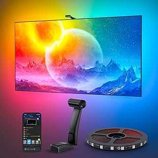 Envisual TV Backlight T2 with Dual Cameras, 16.4ft RGBIC Wi-Fi LED Backlights for 75-85 inch TVs, Double Light Beads, for Home Decorations, Smart App Control, Music Sync