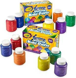 Washable Kids Paint Set (12ct), Classic and Glitter Paint for Kids, Arts & Crafts Supplies for Classrooms, Toddler Painting Kit, 3+ [Amazon Exclusive]