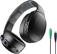 Crusher Evo Wireless Bluetooth Headphones with Multi-Sensory Bass and Charging Cable, Noise Isolating Over-Ear Fit, Up to 40 Hours Battery, Microphone for iPhone Android - True Black