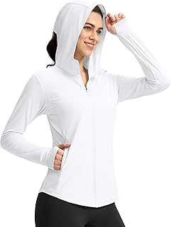 Women's UPF 50+ Sun Protection Hoodie Jacket with Ponytail Hole and 4 Pockets Lightweight Long Sleeve for Hiking