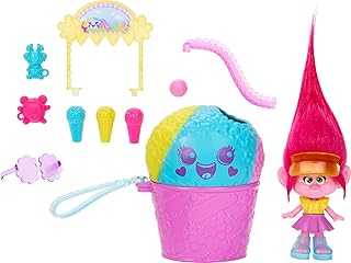 DreamWorks Trolls Fun Fair Surprise FairFest Small Doll & 10 Accessories, Carnival Food Popcorn Theme with Queen Poppy