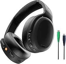 Crusher ANC 2 Wireless Over-Ear Bluetooth Headphones with Multi-Sensory Bass and Charging Cable, Active Noise Cancelling, Up to 60 Hours Battery, Microphone for iPhone Android - True Black