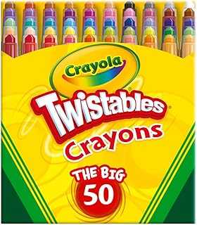 Mini Twistables Crayons for Kids (50ct), Arts & Crafts Supplies, No Peel Toddler Crayons for Coloring Books, Travel Activities