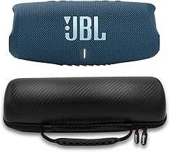 Charge 5 Waterproof Portable Speaker with Built in Powerbank and gSport Carbon Fiber Case (Blue)