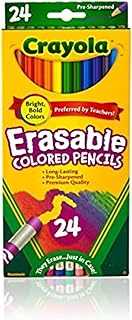 Erasable Colored Pencils (24ct), Kids Coloring Pencils for Coloring Books, Assorted Colors, Arts & Crafts Supplies, Gifts, Ages 6+