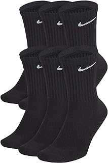 Unisex Performance Cushion Crew Socks with Band (6 Pairs), Black/White, Large