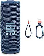 Flip 7 - Portable Waterproof and Drop-Proof Speaker, Bold Pro Sound with AI Sound Boost, 16Hrs of Playtime, and PushLock System with Interchangeable Accessories (Blue)