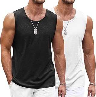 Men's Workout Tank Top 2 Pack Casual Soft Sleeveless Gym Muscle Shirts Bodybuilding Tee