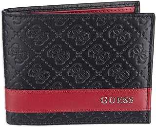 Men's Leather Slim Bifold Wallet, Black/Red, One Size