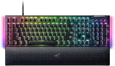 BlackWidow V4 Mechanical Gaming Keyboard: Green Switches Tactile & Clicky - Chroma RGB - 6 Macro Keys - Magnetic Wrist Rest - Doubleshot ABS Keycaps - Roller & Media Keys - Snap Tap