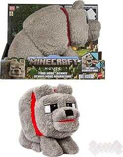 Minecraft Dennis The Wolf Plush Toy with Feeding Action & Sound, Food Mode Stuffed Animal Inspired by A Minecraft Movie