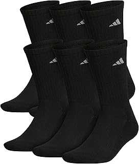 Men's Athletic Cushioned 6-Pack Crew, Cushioned Crew Socks with Arch Compression for a Secure Fit