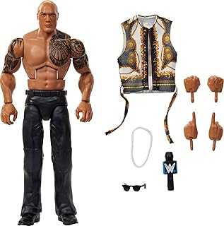 WWE Elite Action Figure & Accessories, Series #115 6-inch Collectible The Rock with 25 Articulation Points & Swappable Hands