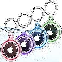 4 Pack Airtag Holder,Airtag Case Waterproof for Apple Airtags 4 Pack with Airtag Keychain,Compatible with Apple Air Tag,Dust and Scratch Proof Air tag Holder for Dog,Cat, Bags, Keys, Luggage- 4 Color