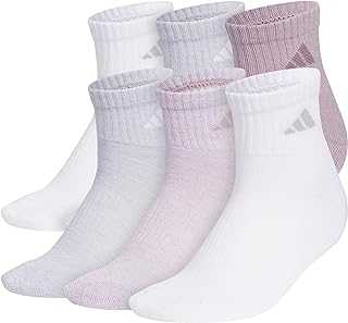 Women's Ankle Socks, Athletic Cushioned Quarter Fit, 6-Pack, Durable, Comfortable, Cooling, with Compression