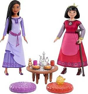 Disney Wish Toys, Best Friends Tea Time Playset with Asha & Dahlia of Rosas Dolls, 2 Figures, 1 Table & 10 Accessories, Inspired by the Movie