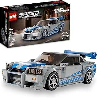 Speed Champions 2 Fast 2 Furious Nissan Skyline GT-R (R34), Race Car Toy Model Building Kit, Collectible with Racer Minifigure, 2023 Set for Kids, Boys and Girls Ages 9 and Up 76917